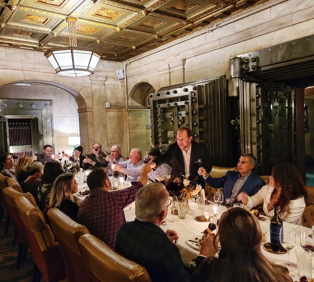 Hundred Acres Wine Dinner Guests in Vault